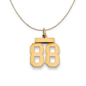14k Yellow Gold, Athletic, Sm Polished Number 88 Necklace - 22 Inch